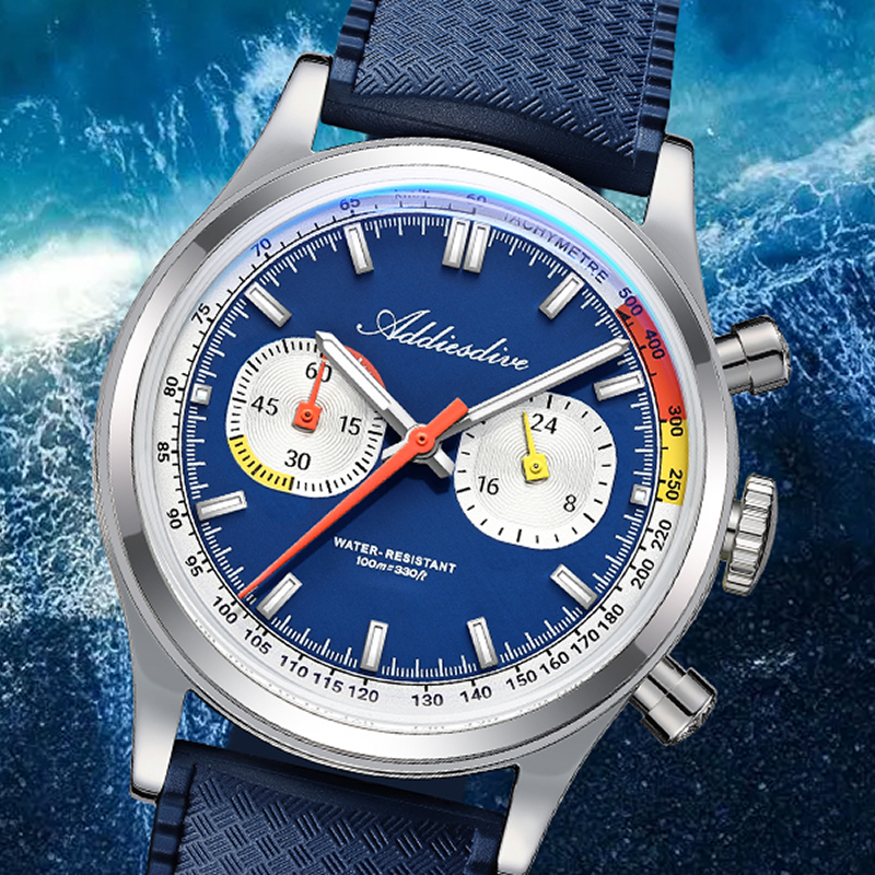 Luxury Watch With Rubber Strap - ADDIESDIVE Men Quartz Chronograph Watch 38mm
