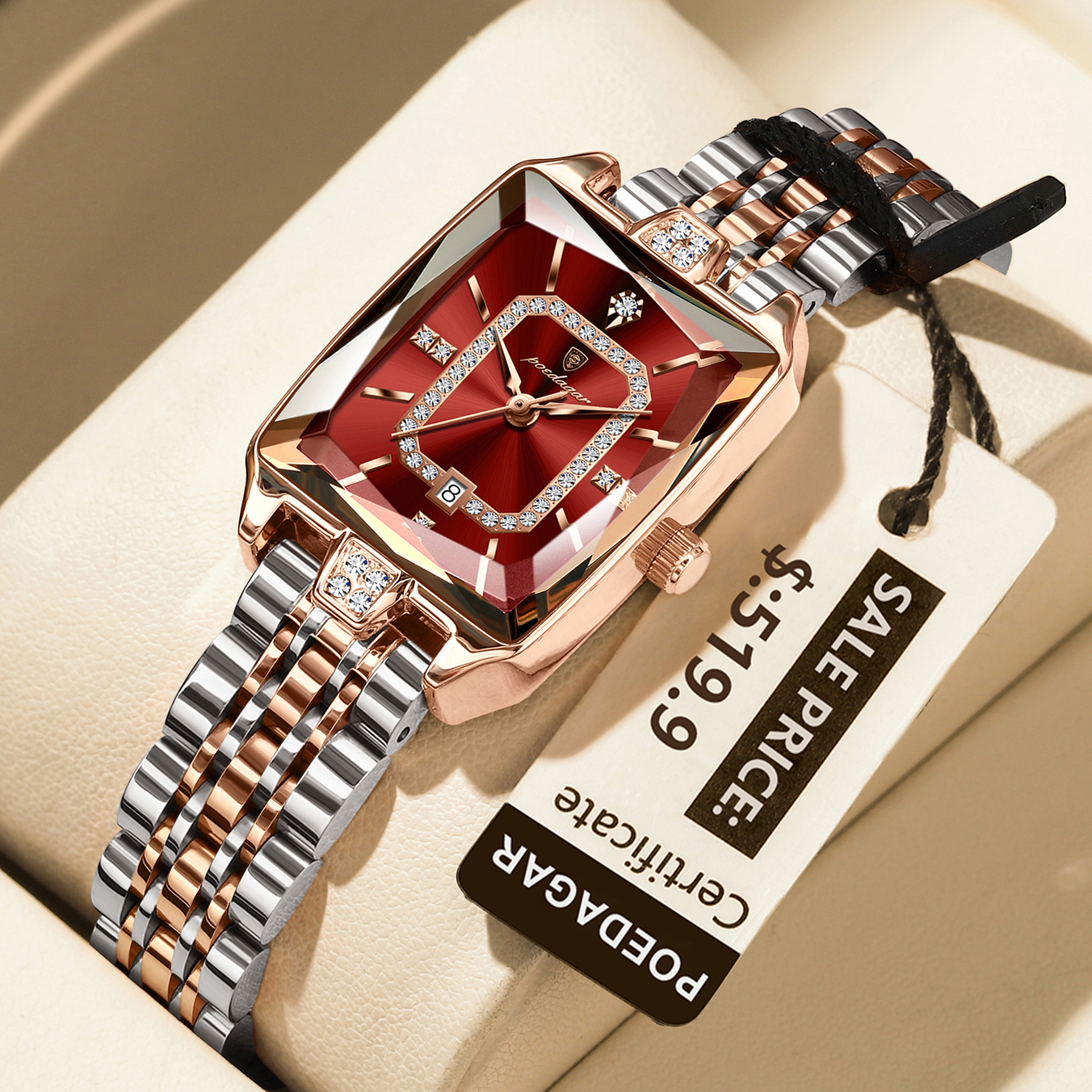 Luxury Watch Engraving - POEDAGAR Luxury Rectangle Watch For Woman