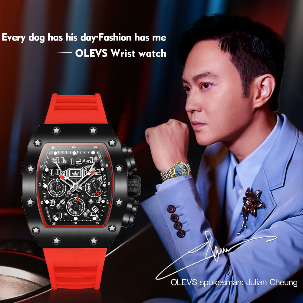 OLEVS 3608 Chronograph Quartz  – Luxury Watch With Rubber Strap recenzja i cena