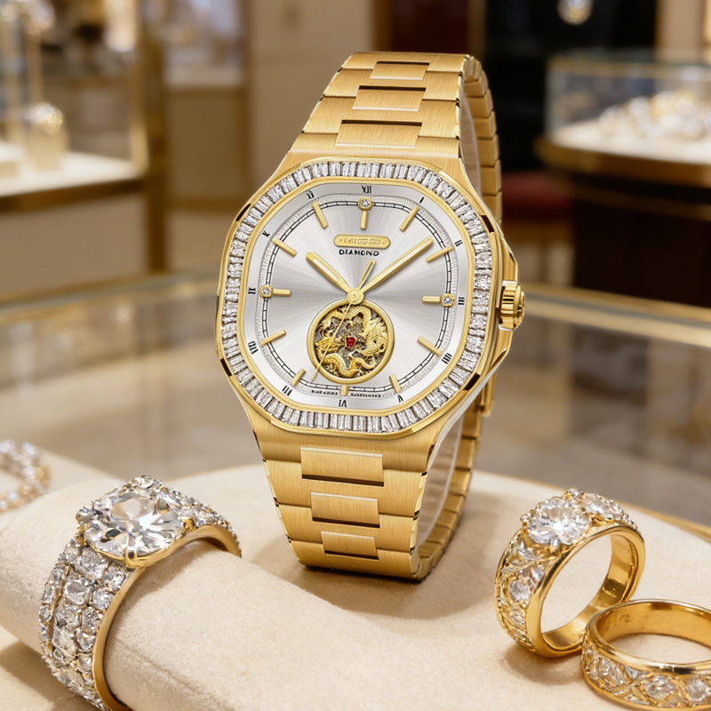 MIGE Men's Golden Automatic Wa – Luxury Watch Events recenzja i cena