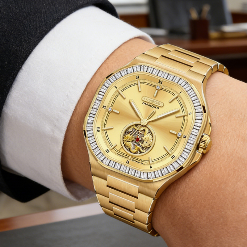 MIGE Men's Golden Automatic Wa – Luxury Watch Events recenzja i cena