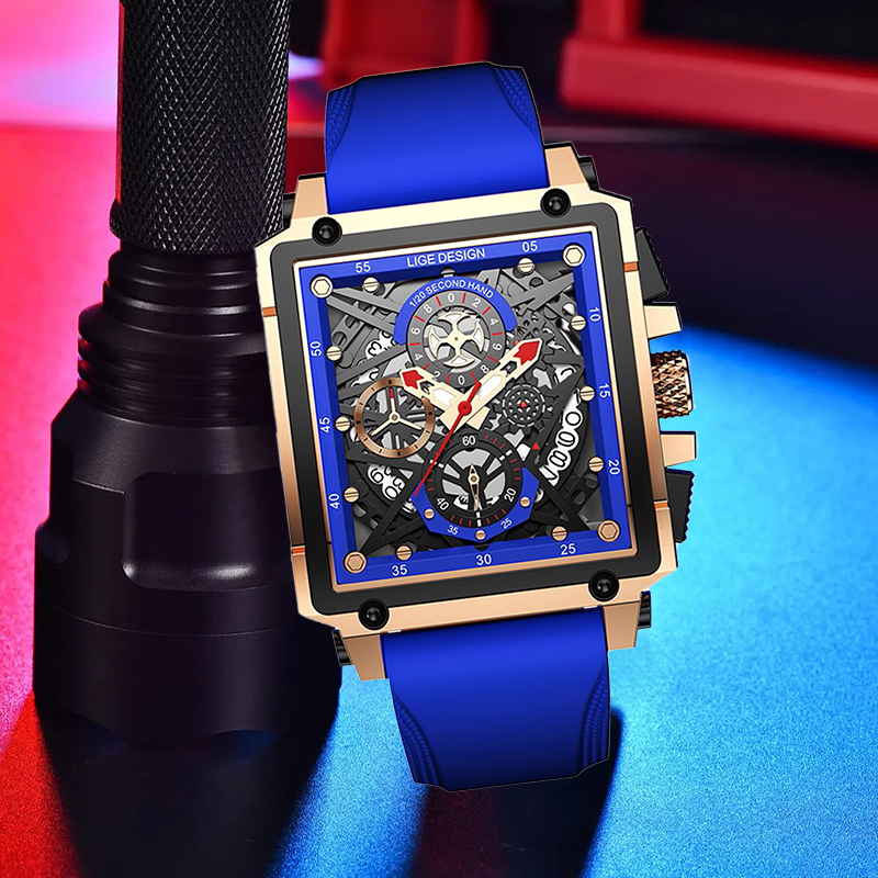 LIGE Fashion Square Man Watch  – Luxury Watch Unique recenzja i cena