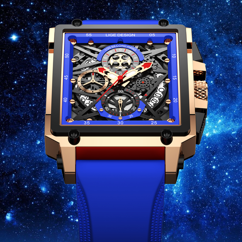 LIGE Fashion Square Man Watch  – Luxury Watch Unique recenzja i cena