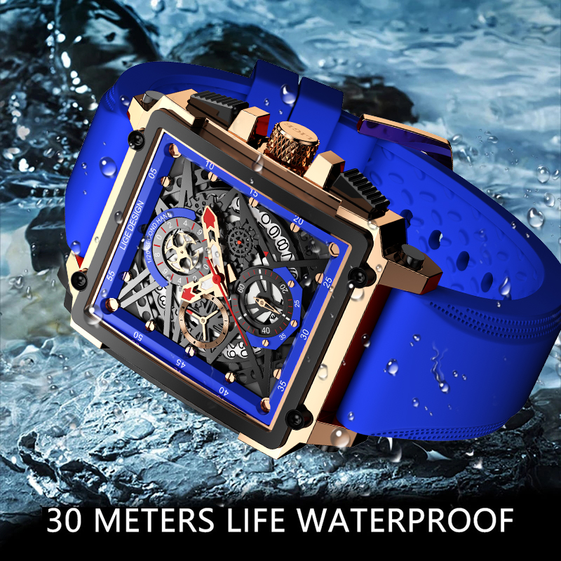 LIGE Fashion Square Man Watch  – Luxury Watch Unique recenzja i cena