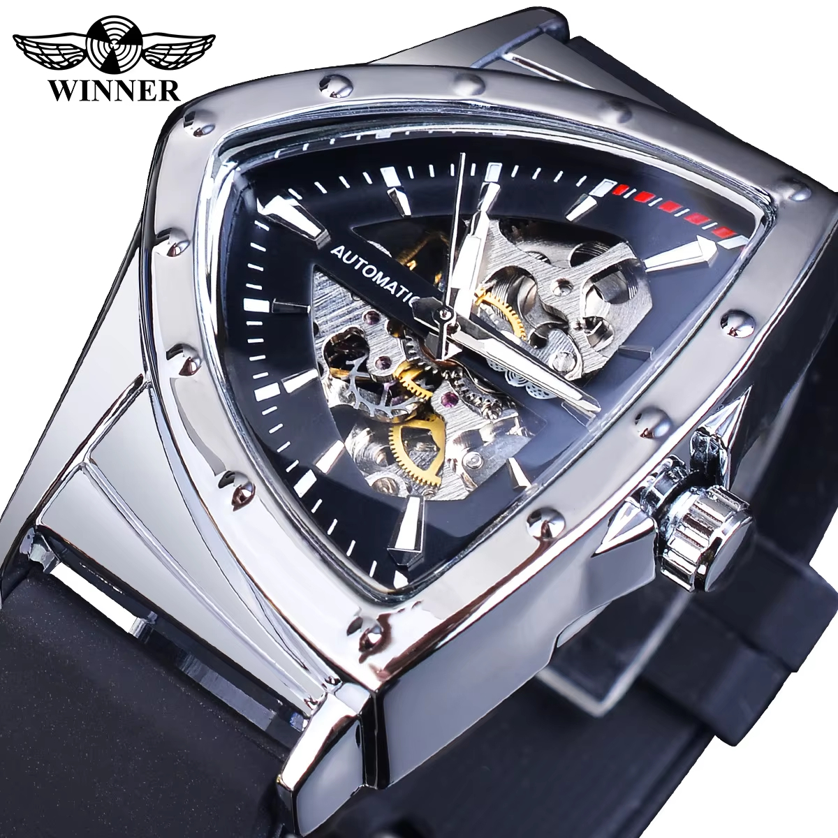 WINNER Men's Luxury Military M – Luxury Watch With Rubber Strap recenzja i cena