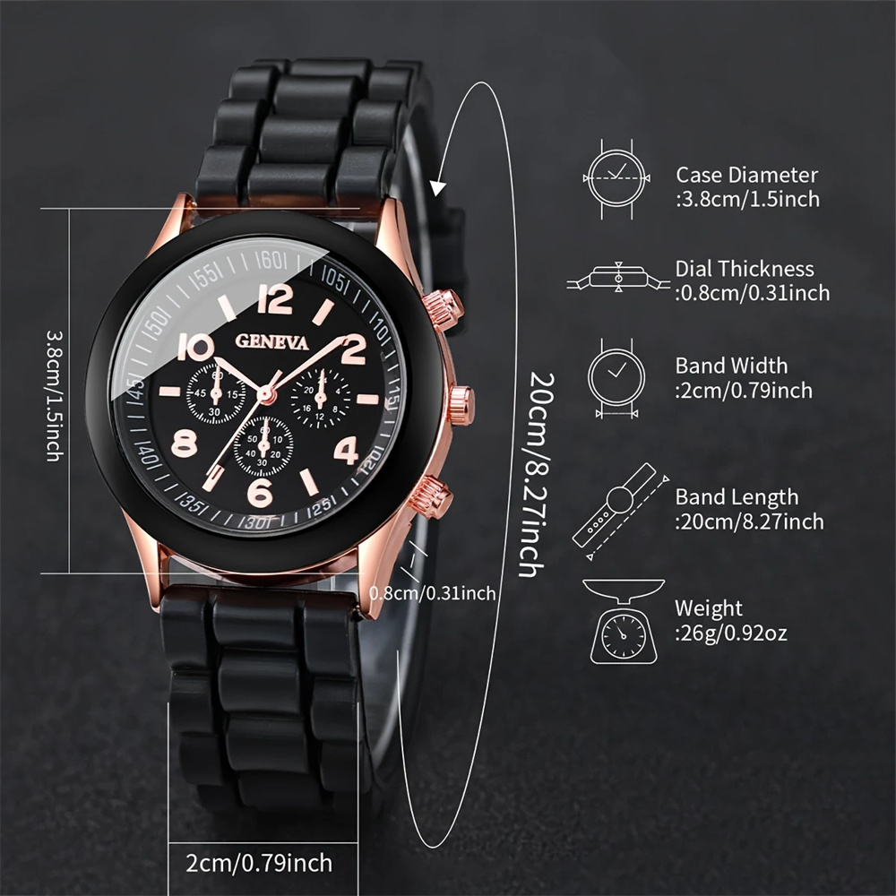 2Pcs Luxury Women's Watch Set  – Luxury Watch With Rubber Strap recenzja i cena