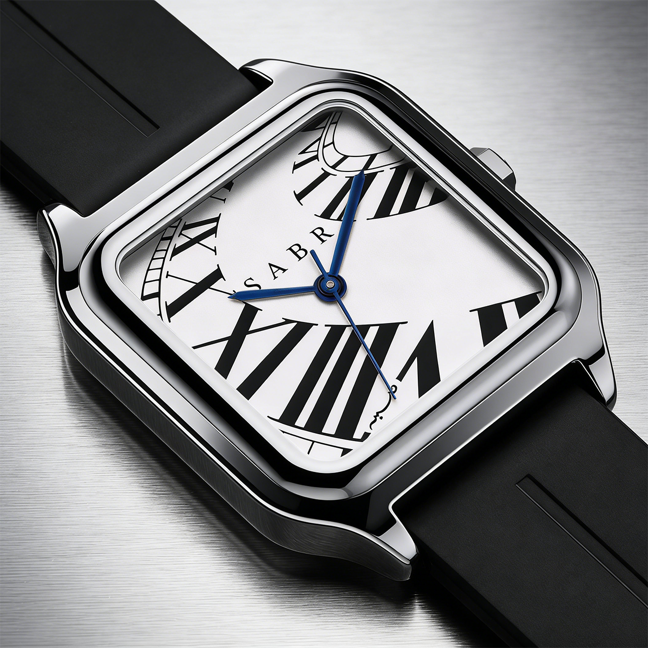 SABR Square Stainless Steel Al – Luxury Watch With Rubber Strap recenzja i cena