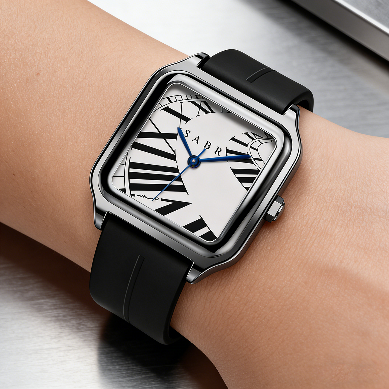 SABR Square Stainless Steel Al – Luxury Watch With Rubber Strap recenzja i cena